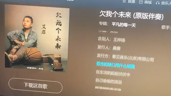 [图]歌曲：欠我个未来，原唱：平凡的艾岩