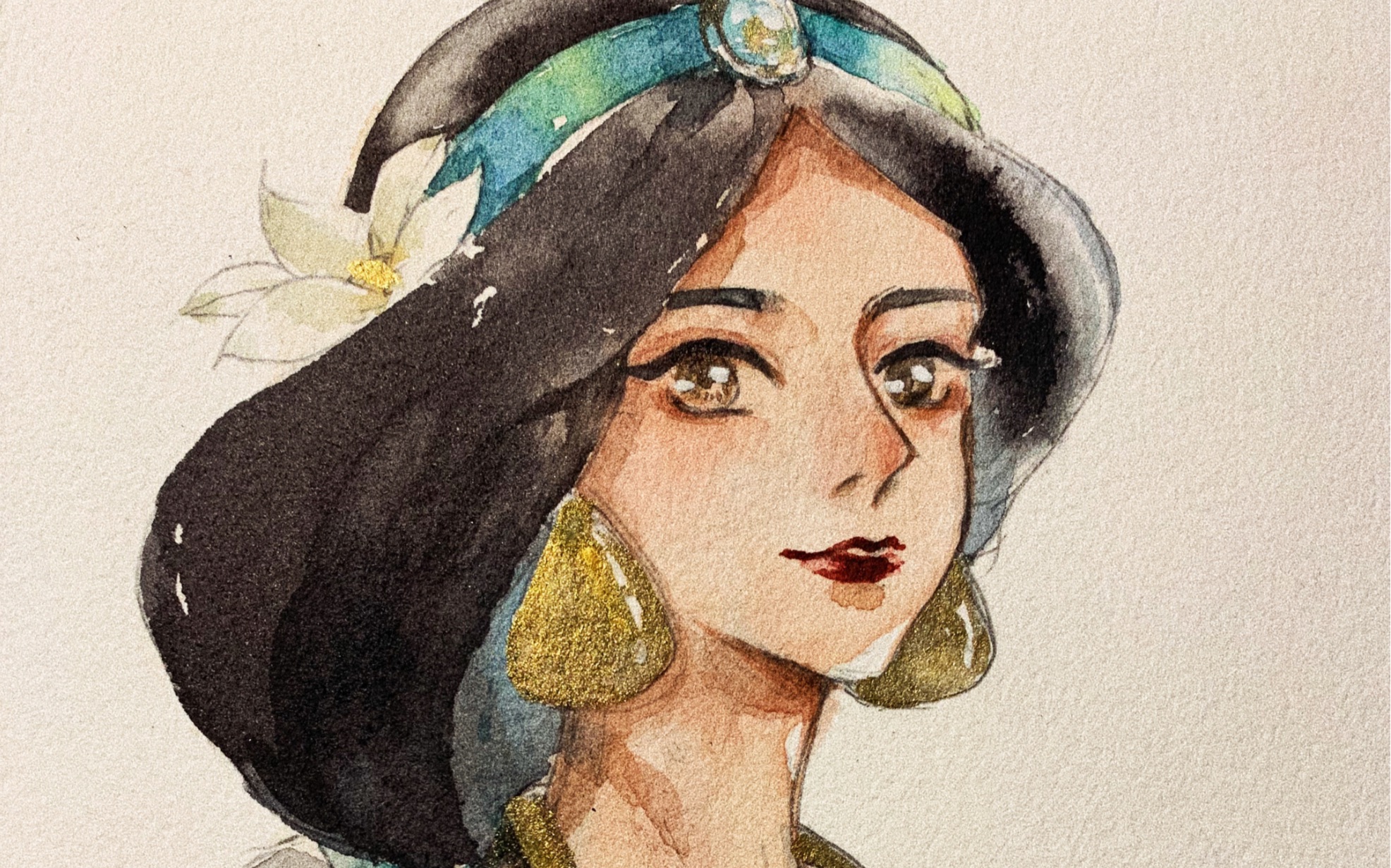 水彩画个茉莉公主07ω尝试画暗色皮肤