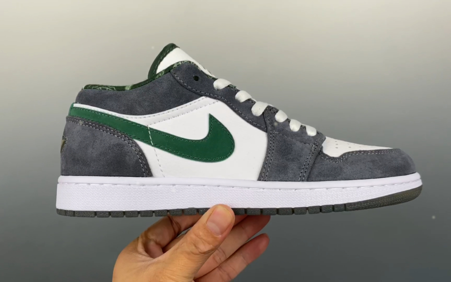 乔丹 air jordan 1 low 绿野仙棕麂皮灰绿低帮篮球鞋309192-131