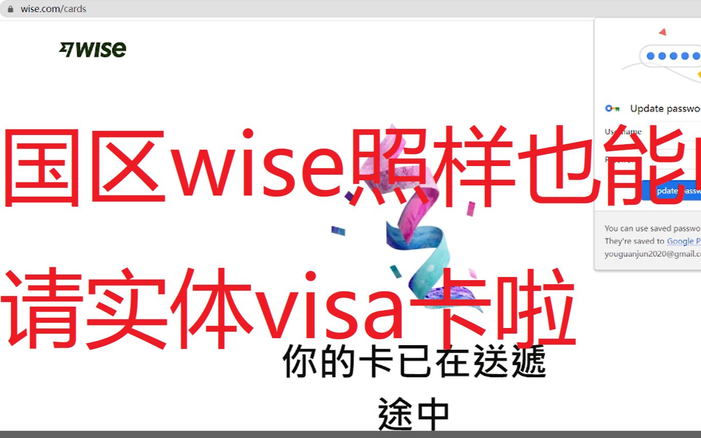 国区wise照样也能申请实体visa卡啦哔哩哔哩bilibili