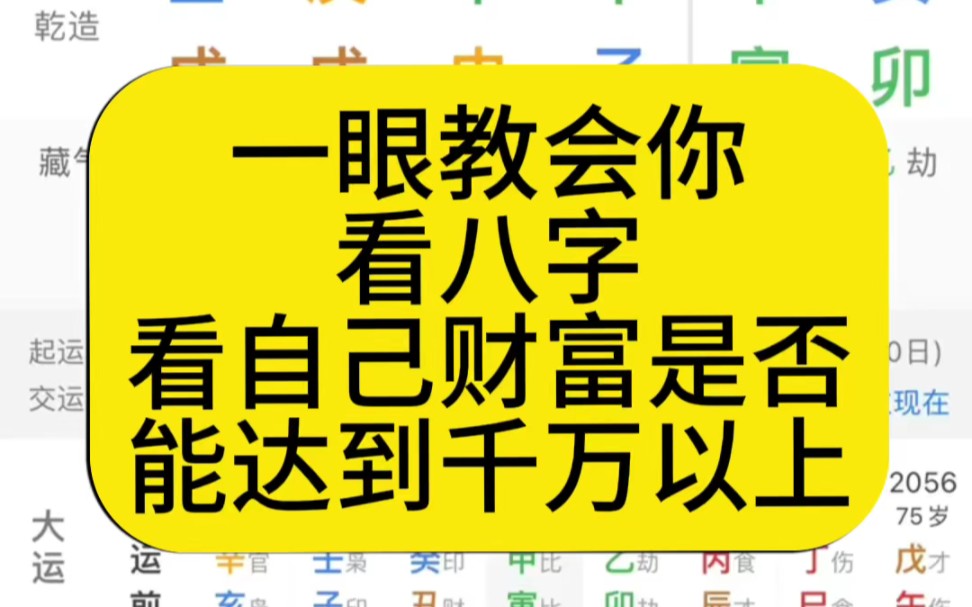 一眼教会你看八字,看自己财富是否能达到千万以上哔哩哔哩bilibili