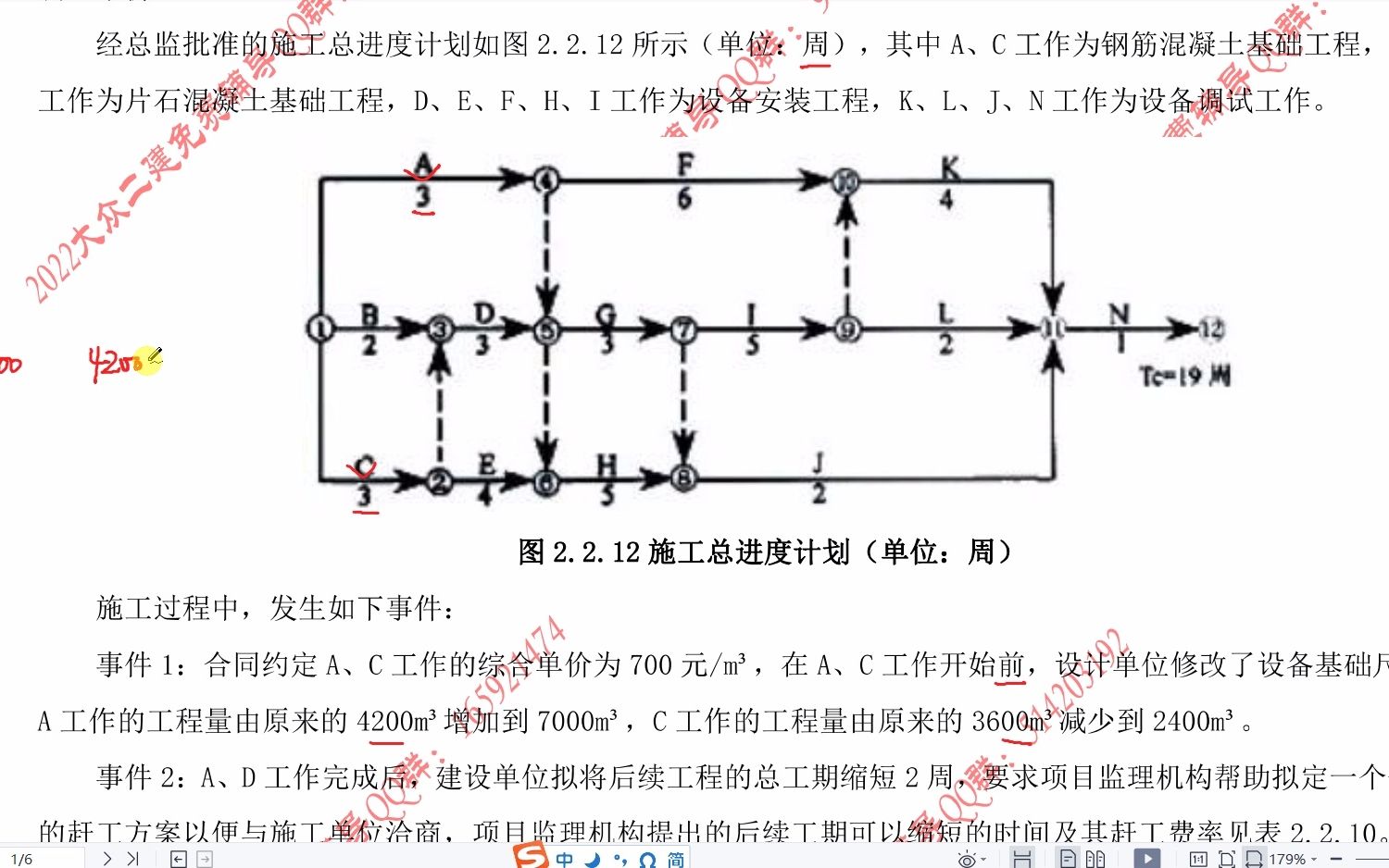 [图]刘斌老师 2022年 一级造价师 案例分析 3月7日 流水施工与网络计划作业解析01