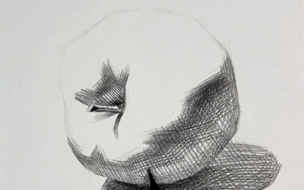 【静物素描】倒着的苹果排线练习