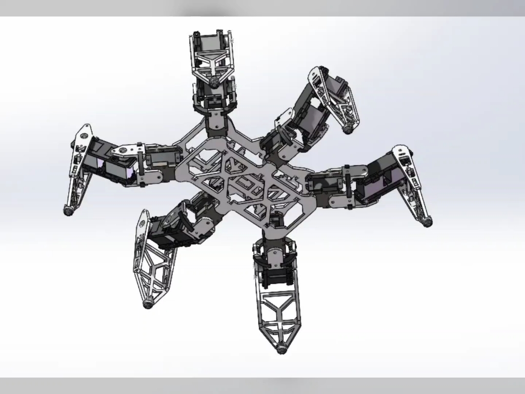 【机器人】hexapod robot六足蜘蛛爬行机器人3d数模图纸 solidworks