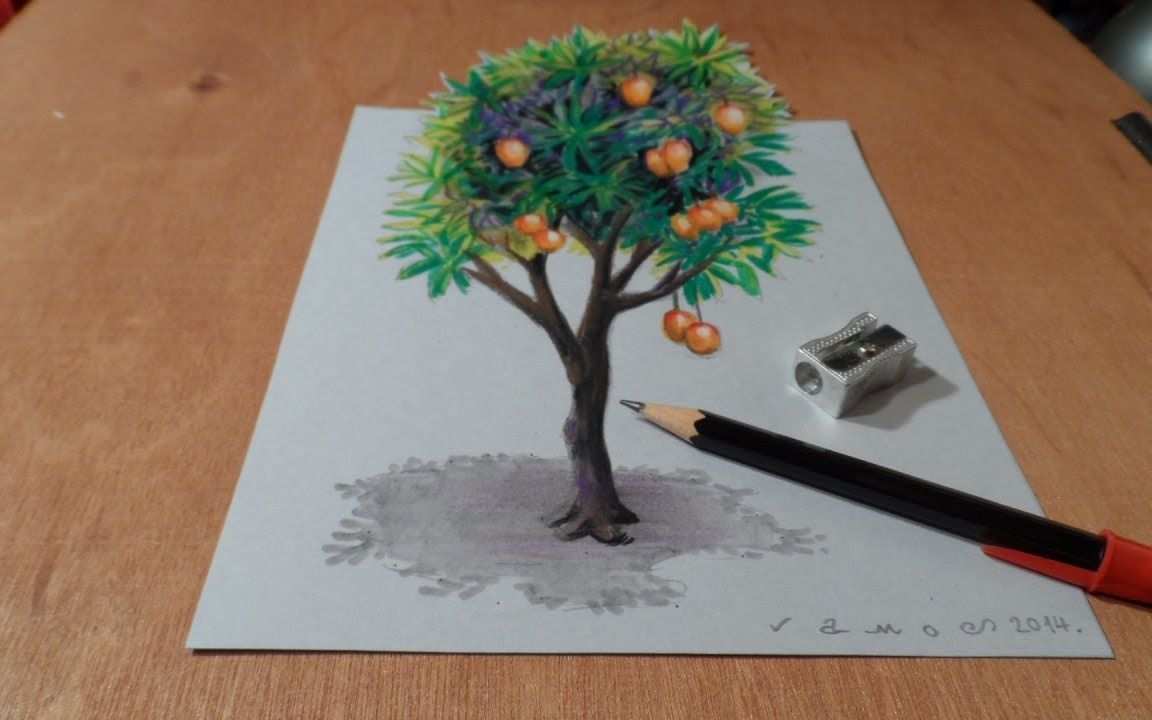 【3d立体绘画艺术】——芒果树_哔哩哔哩 (゜-゜)つロ 干杯~-bilibili