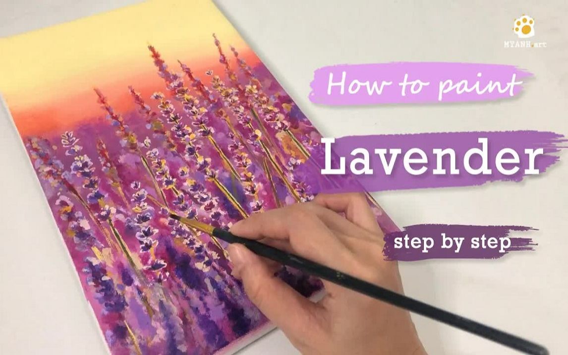 【丙烯画】【绘画教程】薰衣草How To Paint Lavender Flowers Acrylic Painting哔哩哔哩bilibili