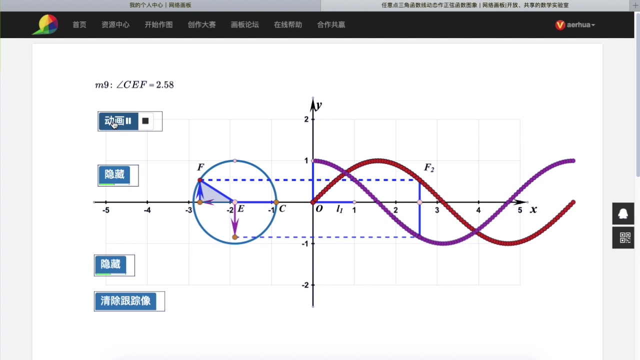 网络画板2D技术辅助高中数学作图——4.网络画板2D作三角函数图象哔哩哔哩bilibili