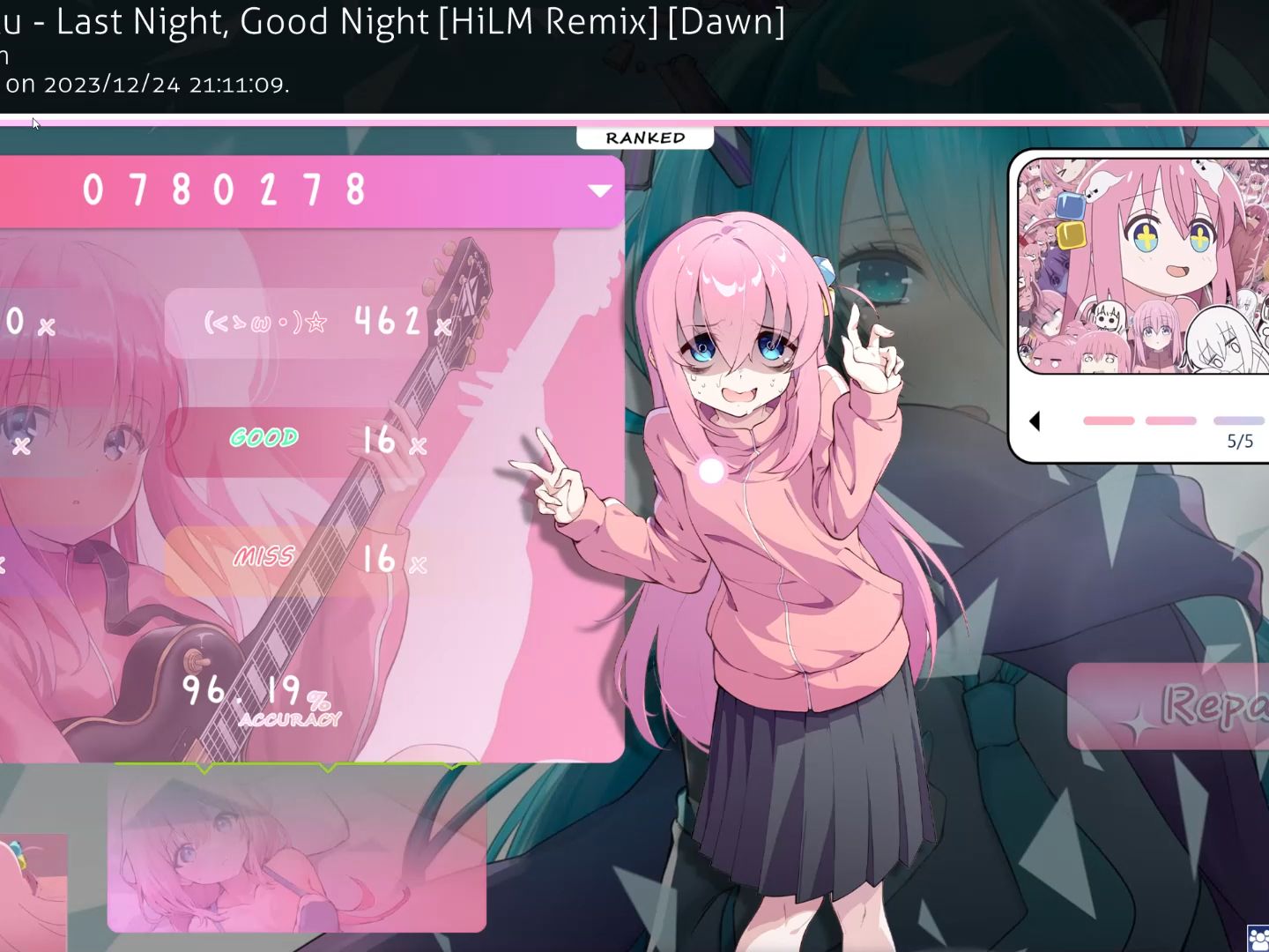 [osu!mania]last night, good night - (stream 4.03*) 96.19% pass