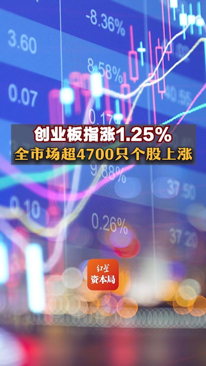 创业板指涨1.25%,全市场超4700只个股上涨哔哩哔哩bilibili