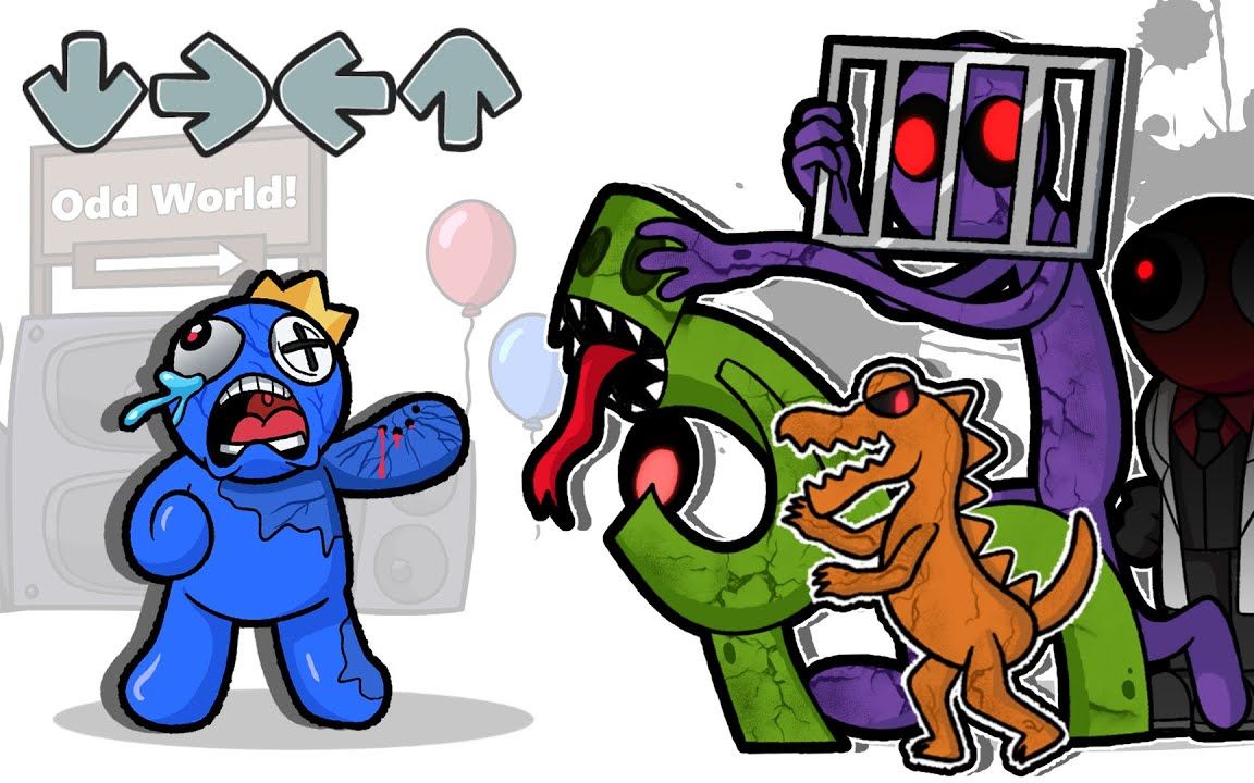 fnf heroes vs zombie rainbow friends battle_哔哩哔哩_bilibili