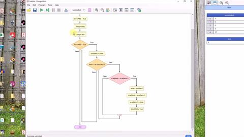 Flowgorithm Bubble Sort (version 2) using a sort function and passing an  array 