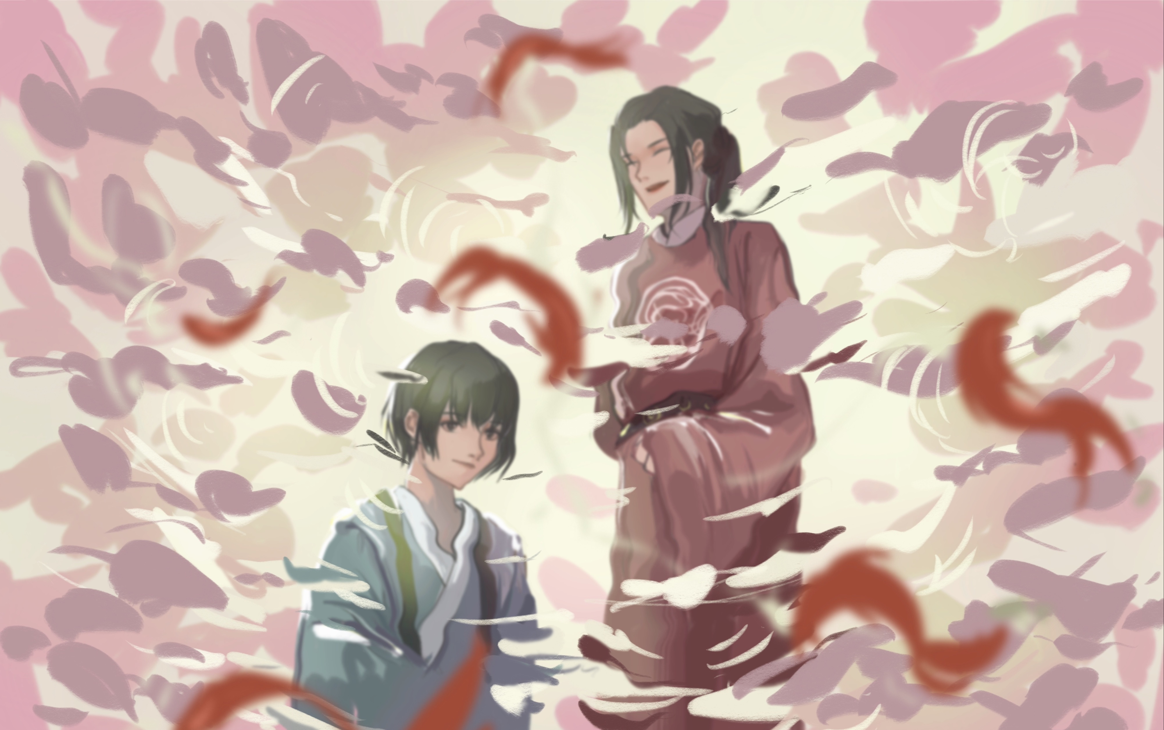 procreate绘画aph极东在樱花与水之间