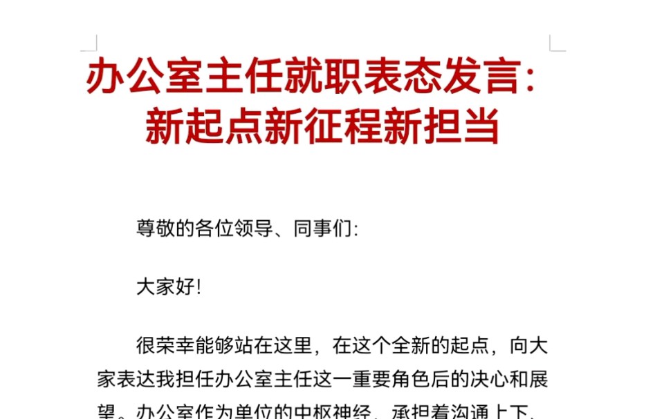 办公室主任就职表态发言:新起点新征程新担当哔哩哔哩bilibili