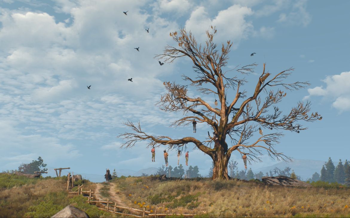 杰洛特骑马经过吊死鬼之树【剪刀手自留,无bgm无字幕次世代版】