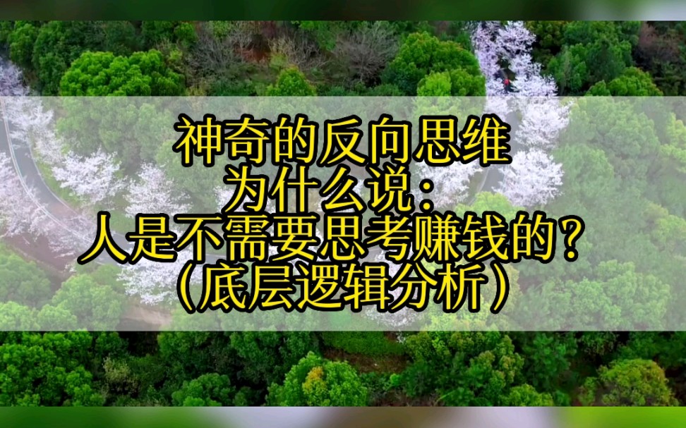 神奇的反向思维,为什么说:人是不需要思考赚钱的,底层逻辑分析!哔哩哔哩bilibili