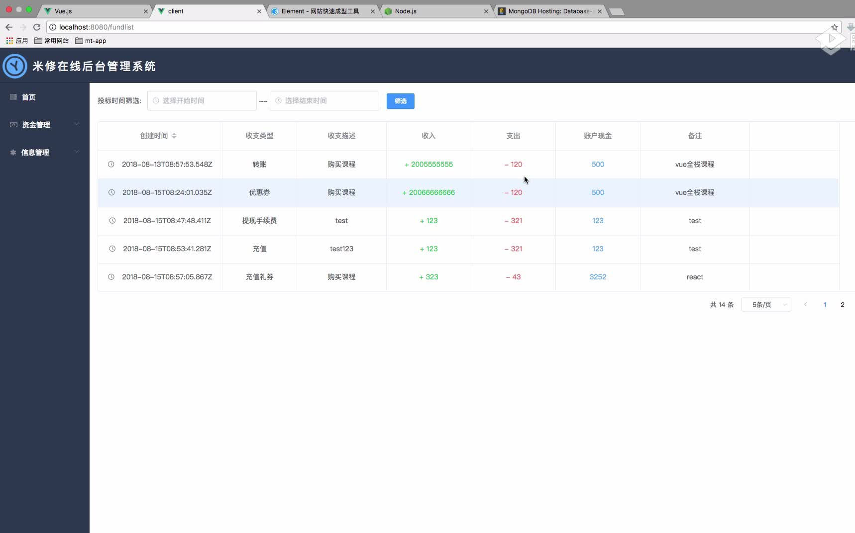 Vue+node.js 全栈项目资金管理系统带权限附源码哔哩哔哩bilibili