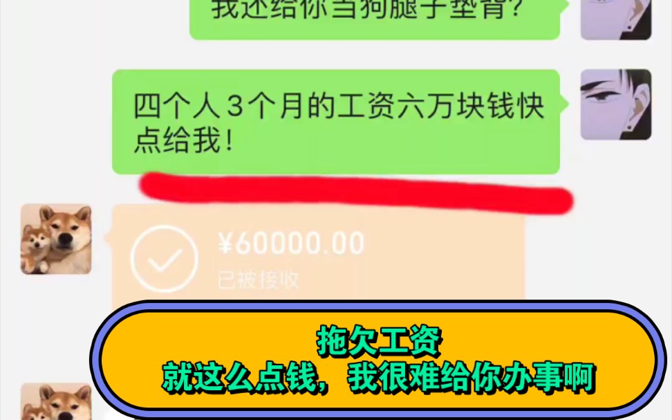 欠钱不还,拖欠工资.就这么点钱,我很难为你办事哈.哔哩哔哩bilibili