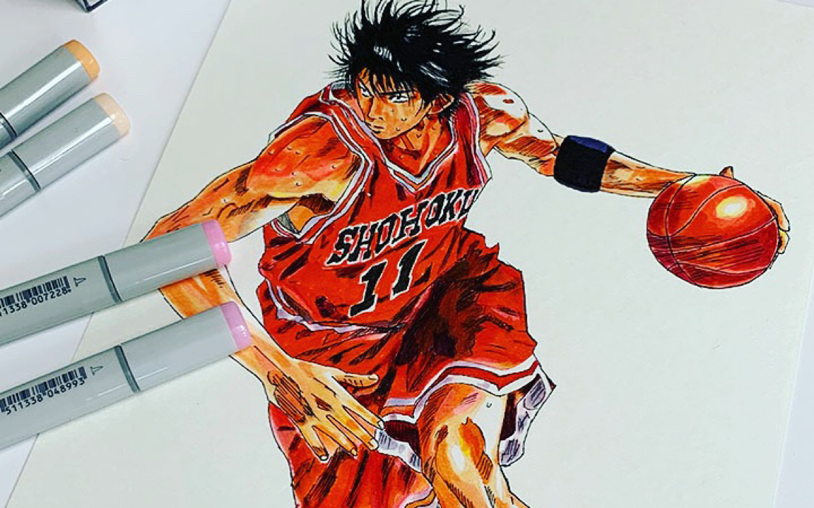 马克笔 彩绘 流川枫 灌篮高手 好想大声说爱你 日本 漫画 动漫 アニメ