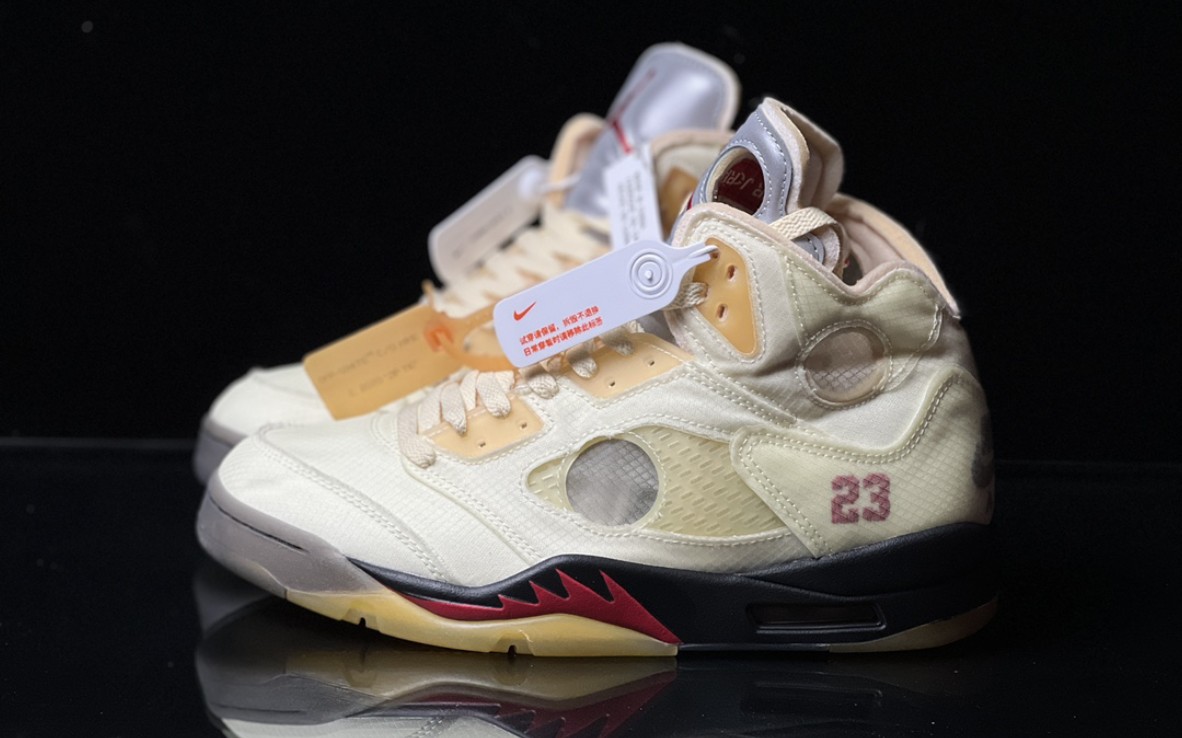 【发货实拍】off-white x air jordan 5 retro sp "sail" 白帆 白蝉翼