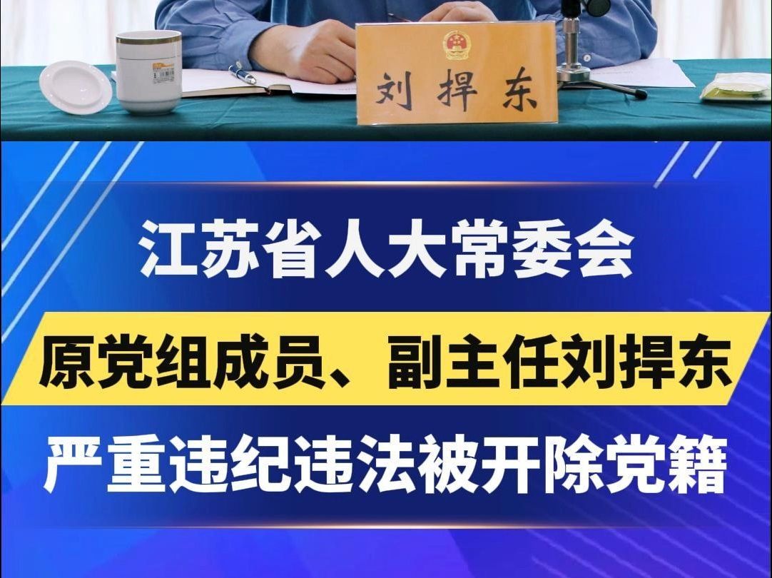 江苏省人大常委会原党组成员、副主任刘捍东 严重违纪违法被开除党籍哔哩哔哩bilibili