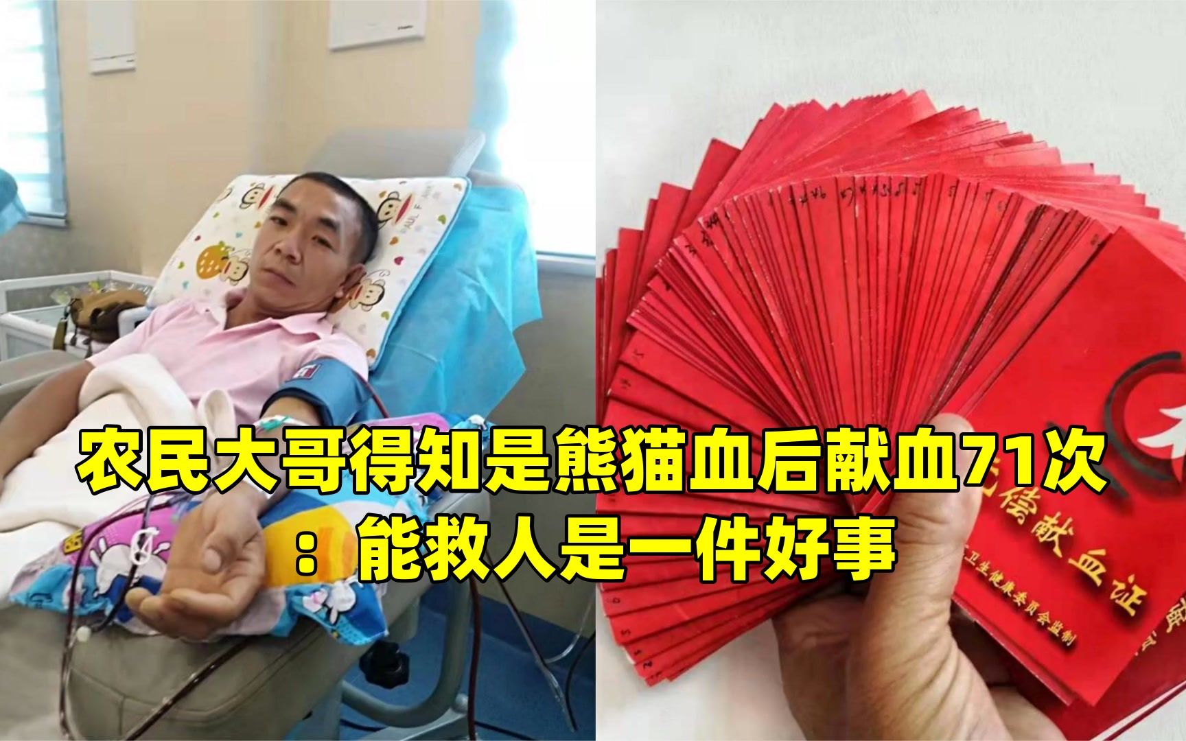 农民大哥得知是熊猫血后献血71次:能救人是一件好事
