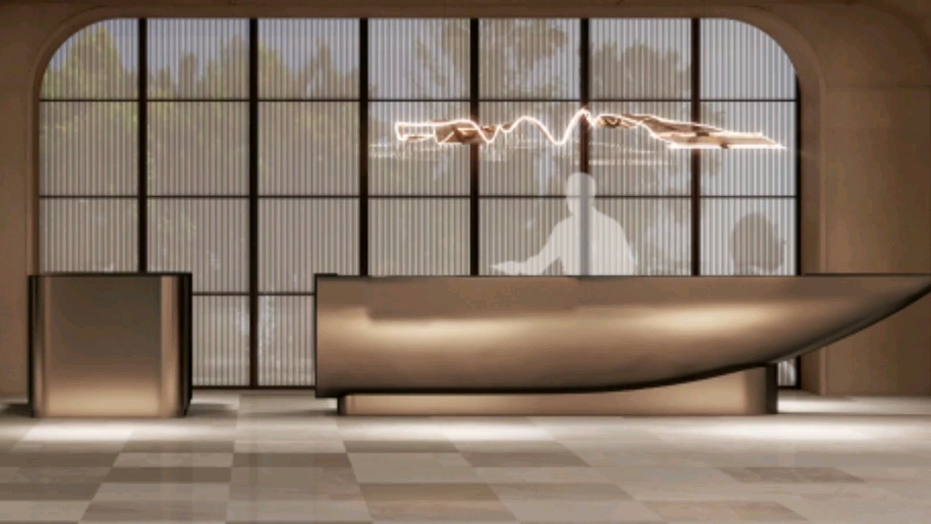 拉丝仿古铜不锈钢吧台 商务大厦大堂不锈钢吧台 医美中心接待台