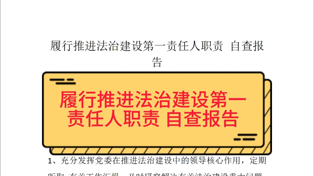 履行推进法治建设第一责任人职责自查报告哔哩哔哩bilibili