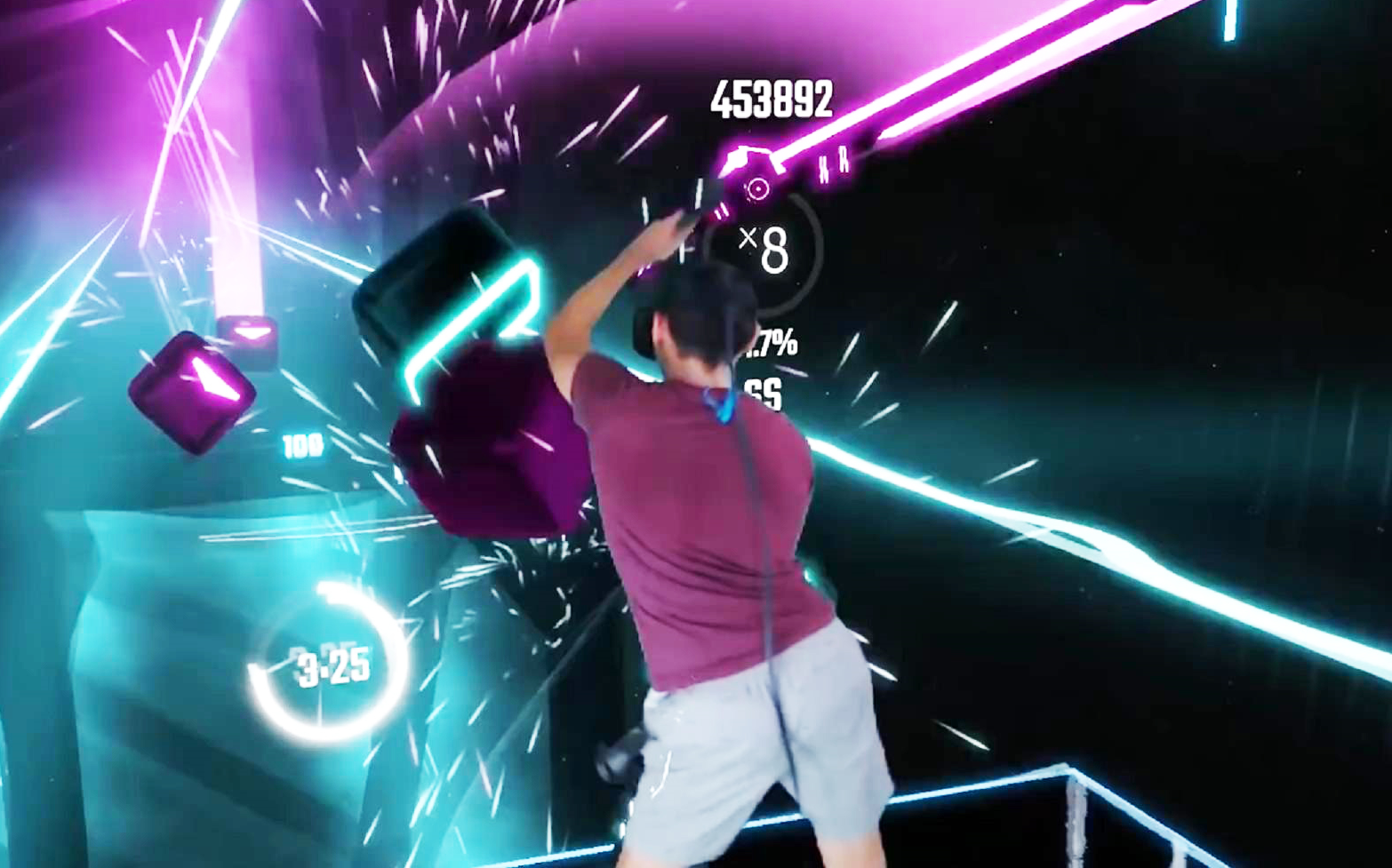 [图]如何骚气的玩VR音游Beat Saber