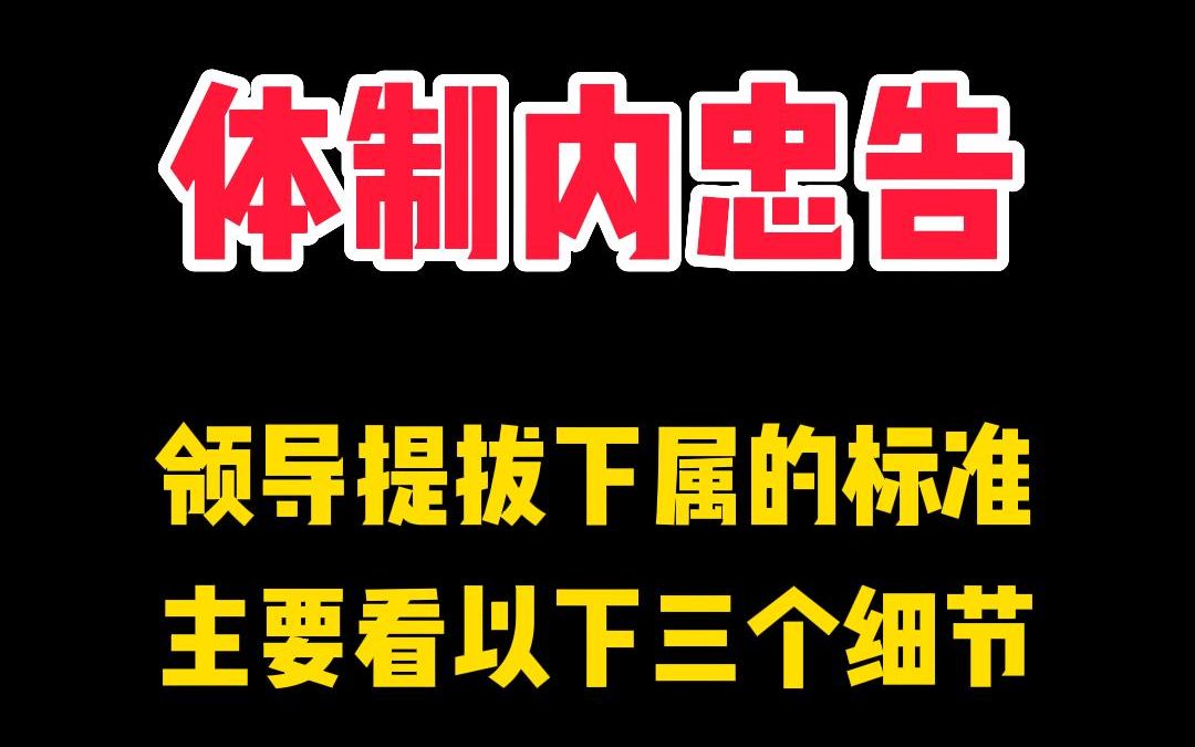 体制内忠告:领导提拔下属的标准,主要看以下三个细节哔哩哔哩bilibili