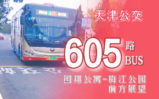 【闹市街中一线截 天津大道尽奔腾】天津公交605路(国翔公寓梅江公园)POⅤ前方展望哔哩哔哩bilibili