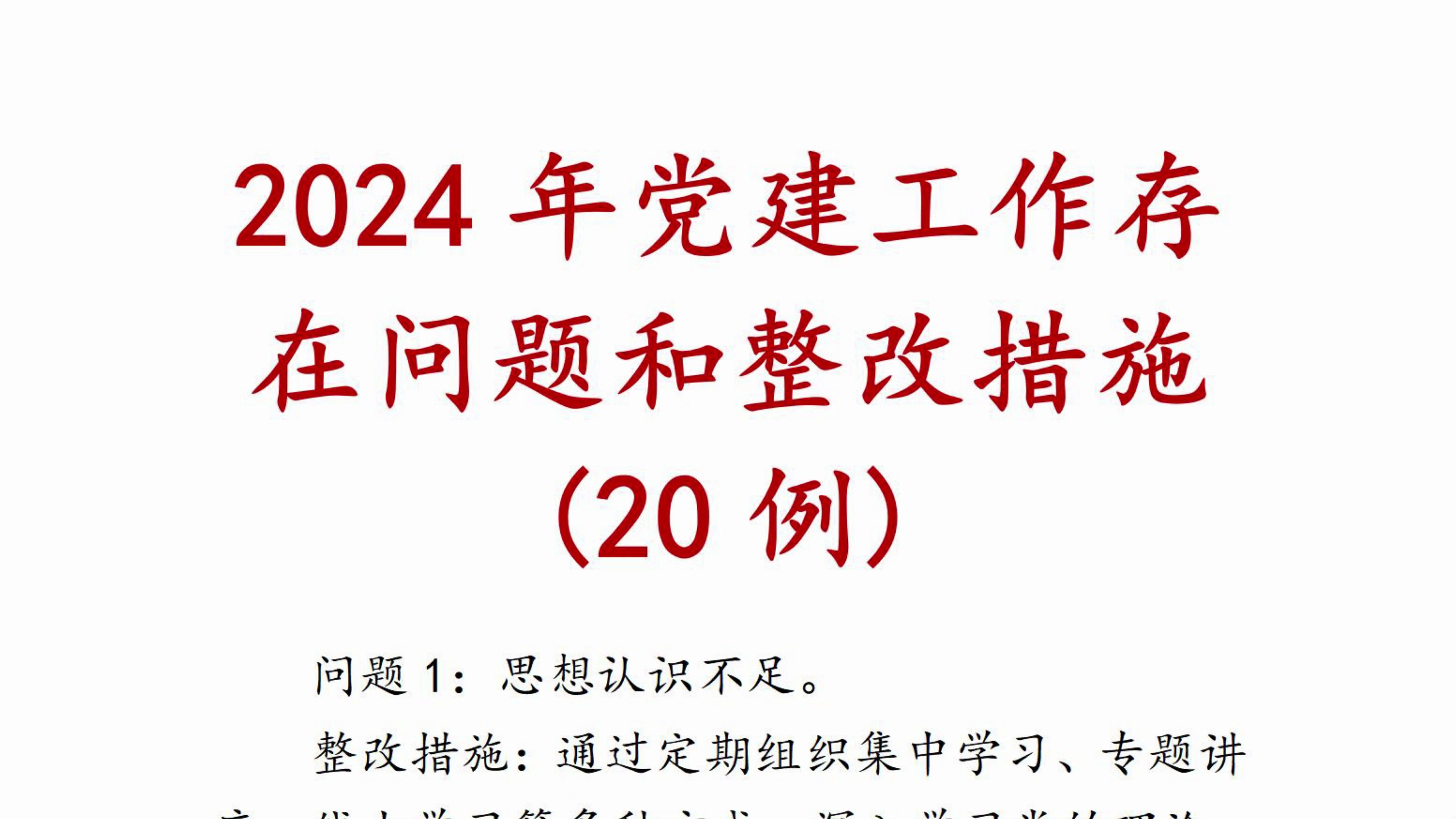 2024年党建工作存在问题和整改措施(20例)哔哩哔哩bilibili