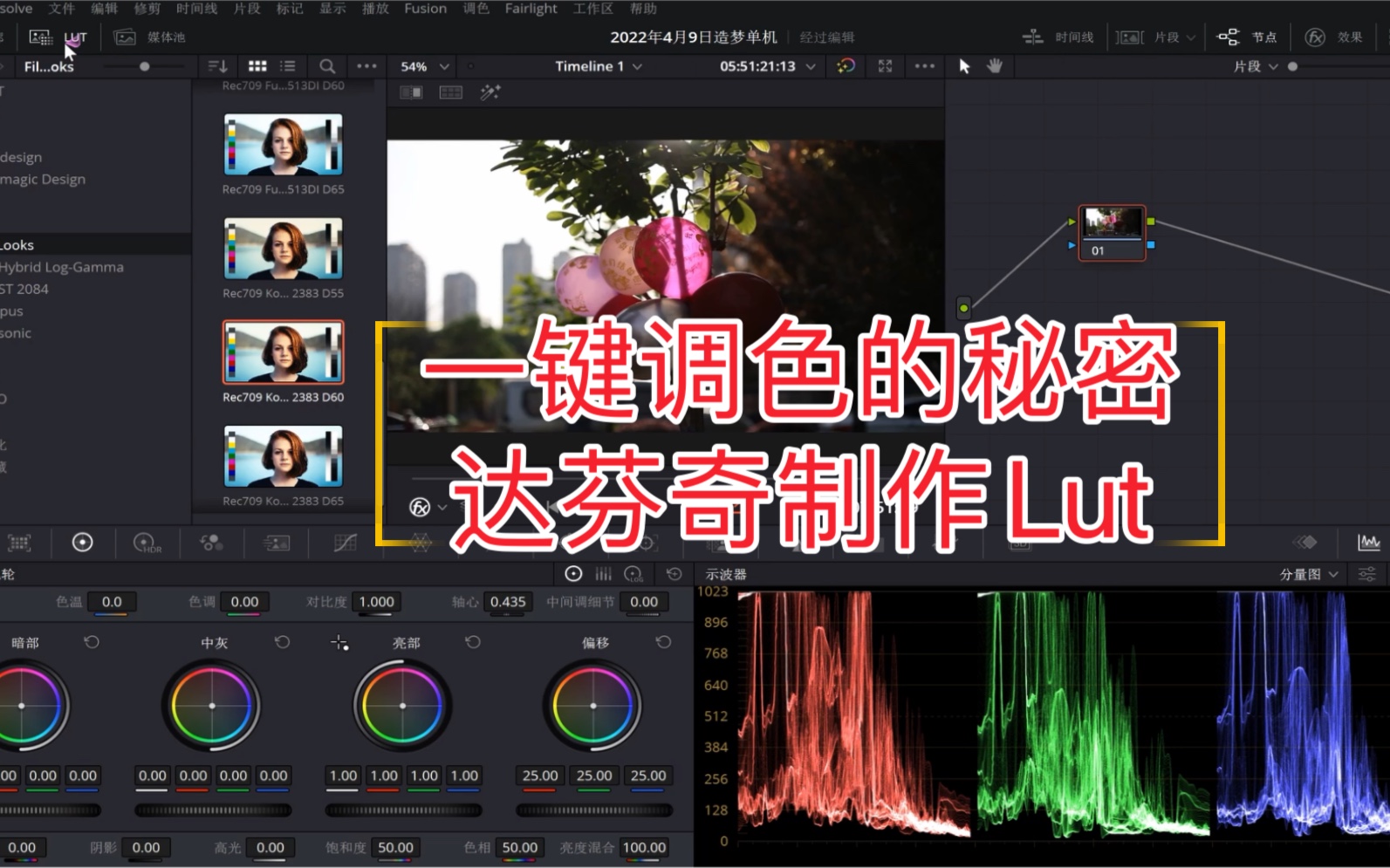 达芬奇快速调色.达芬奇导入lut.达芬奇正确使用lut.达芬奇制作lut.一键调色的秘密.哔哩哔哩bilibili