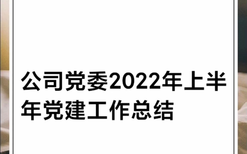 公司党委2022年上半年党建工作总结哔哩哔哩bilibili