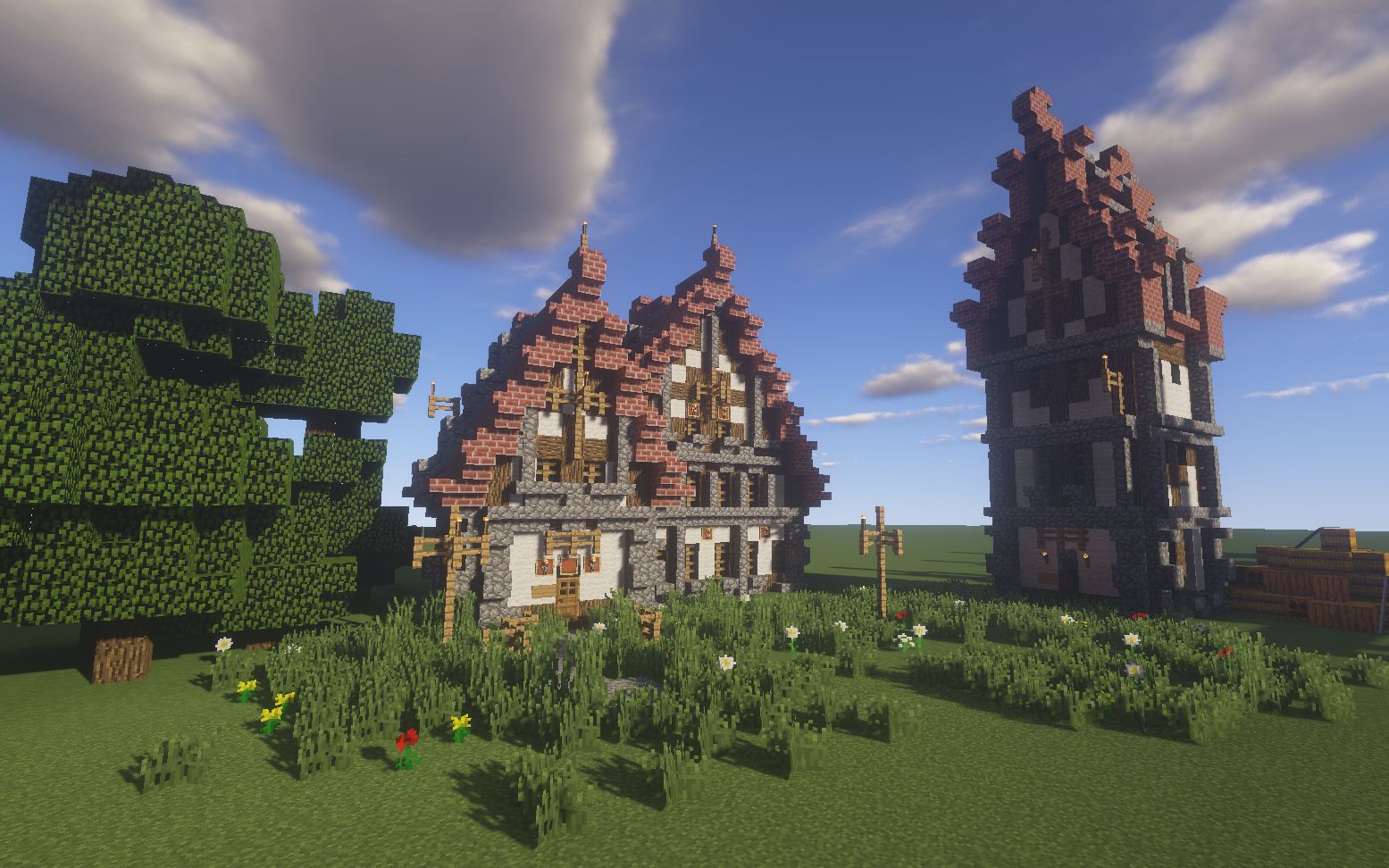 【minecraft】手把手教会/中世纪豪华双人小屋,时常警告/全过程!