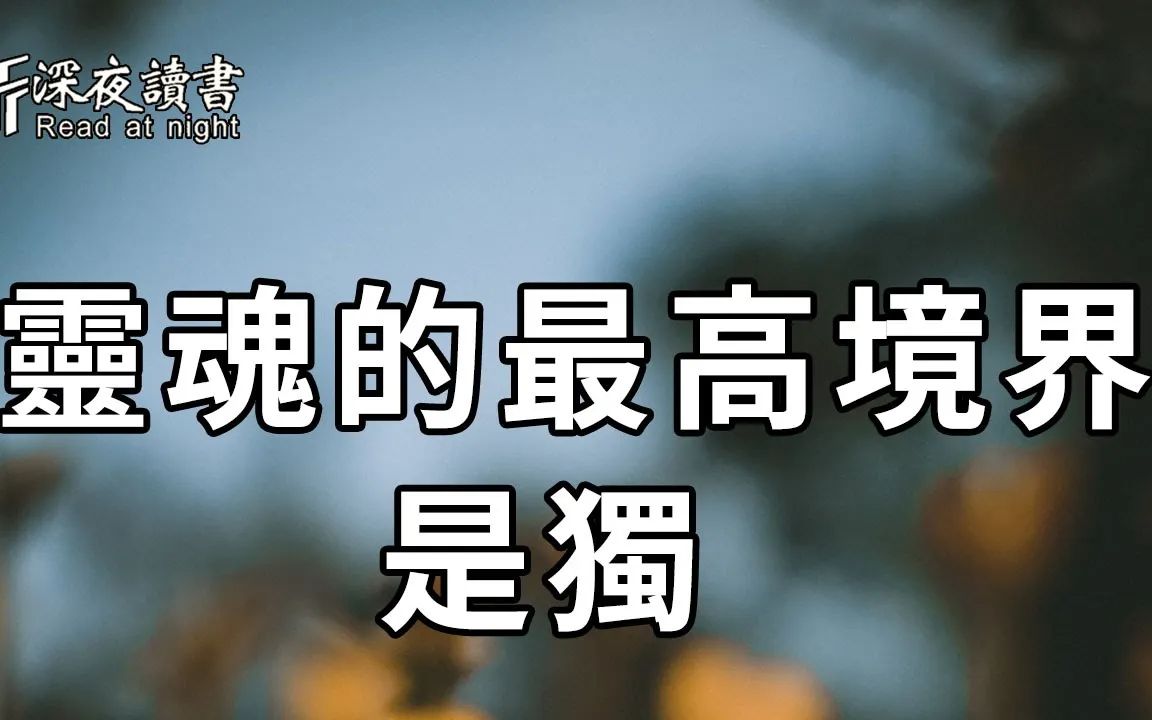 「独」,是一个人灵魂的最高境界!可惜95%的人,都摸不透其中的原因【深夜读书】哔哩哔哩bilibili