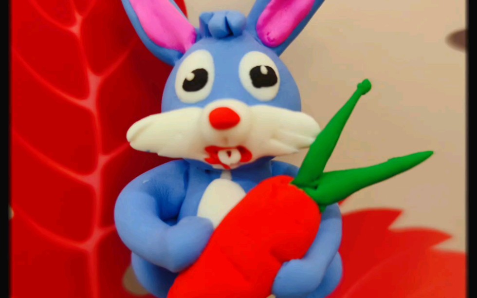 传统手工捏泥人,小兔子