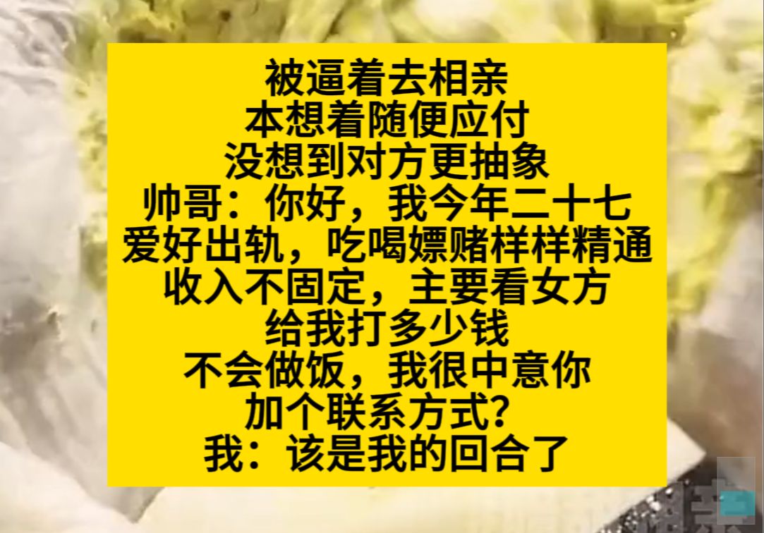 被逼着相亲,本想应付一下,没想到对方比我还抽象……甜文小说推荐哔哩哔哩bilibili