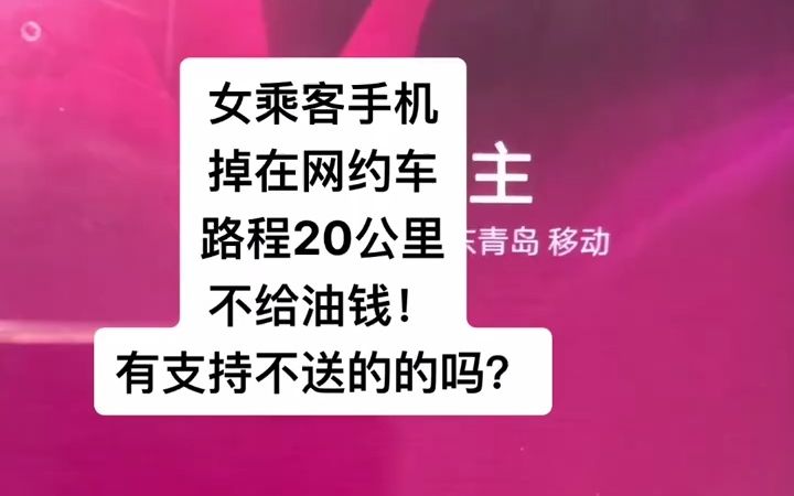 女乘客手机掉网约车上要求送过去,说话理直气壮!20公里不给油费,你会怎么处理?哔哩哔哩bilibili