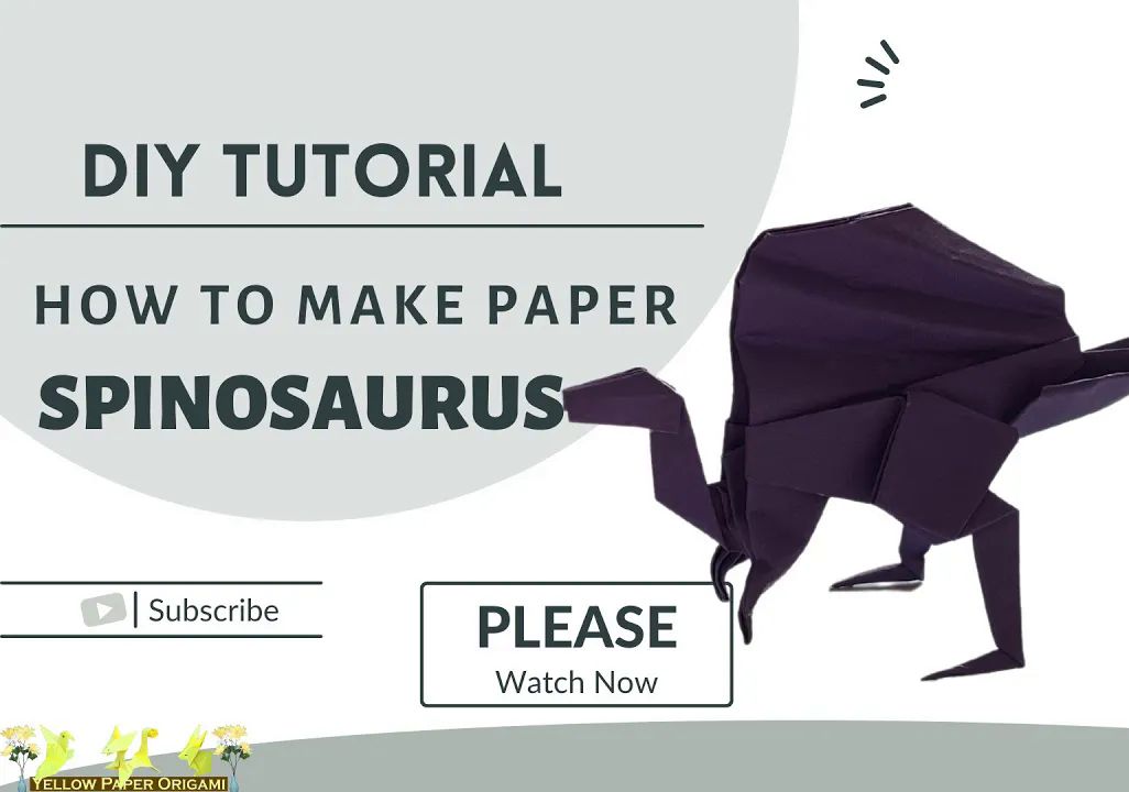 【yellow paper origami】棘龙折纸教程how to make a cool paper