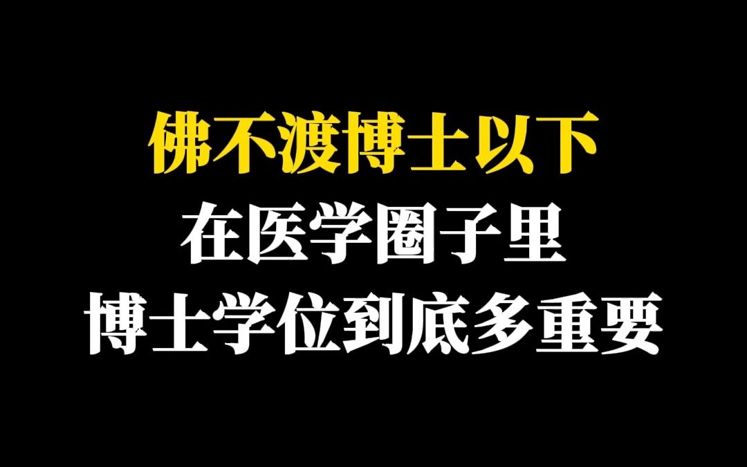 佛不渡博士以下在医学圈子里博士学位到底多重要哔哩哔哩bilibili