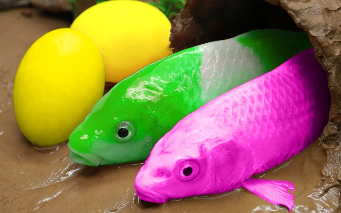 粉红色锦鲤鱼找老婆,独特的泥,有趣极了!