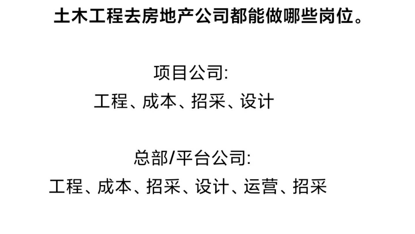 土木工程去房地产公司可以做哪些岗位哔哩哔哩bilibili