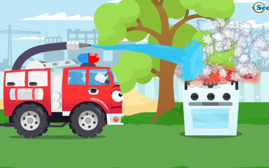 消防车动画片 小小消防车忙不停 帮助各种汽车解决困难