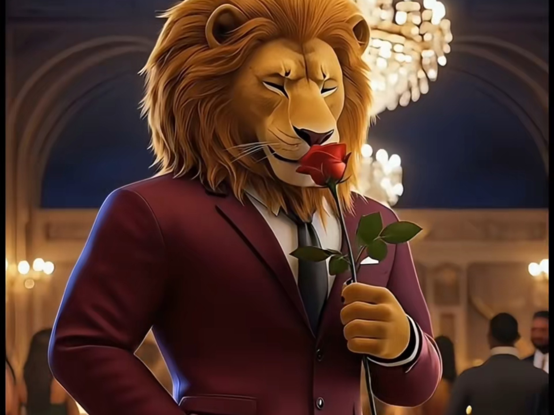 西装笔挺,风度翩翩,谁家的大狮子逃出来搅局?#搞笑 #动物成精