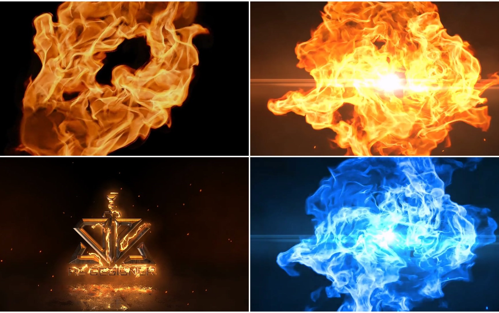 ae模板-火球碰撞能量爆炸火焰燃烧特效的动态logo片头模板标识品牌