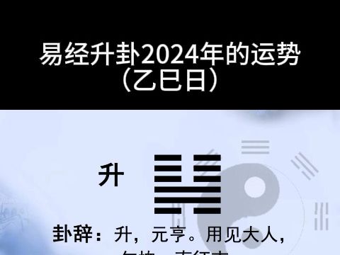 46易经2024龙年运势:升卦日柱乙巳哔哩哔哩bilibili