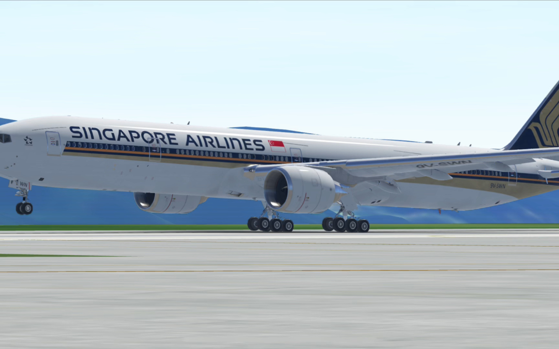 新加坡航空b777-300er起飞!