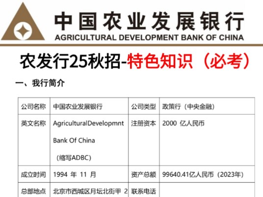 【25中国农业发展银行秋招】特色知识汇总 无痛听高频考点 碎片化学习方法 偷懒又高效!农发行25年校园招聘秋招综合知识行情行史汇总哔哩哔哩bilibili