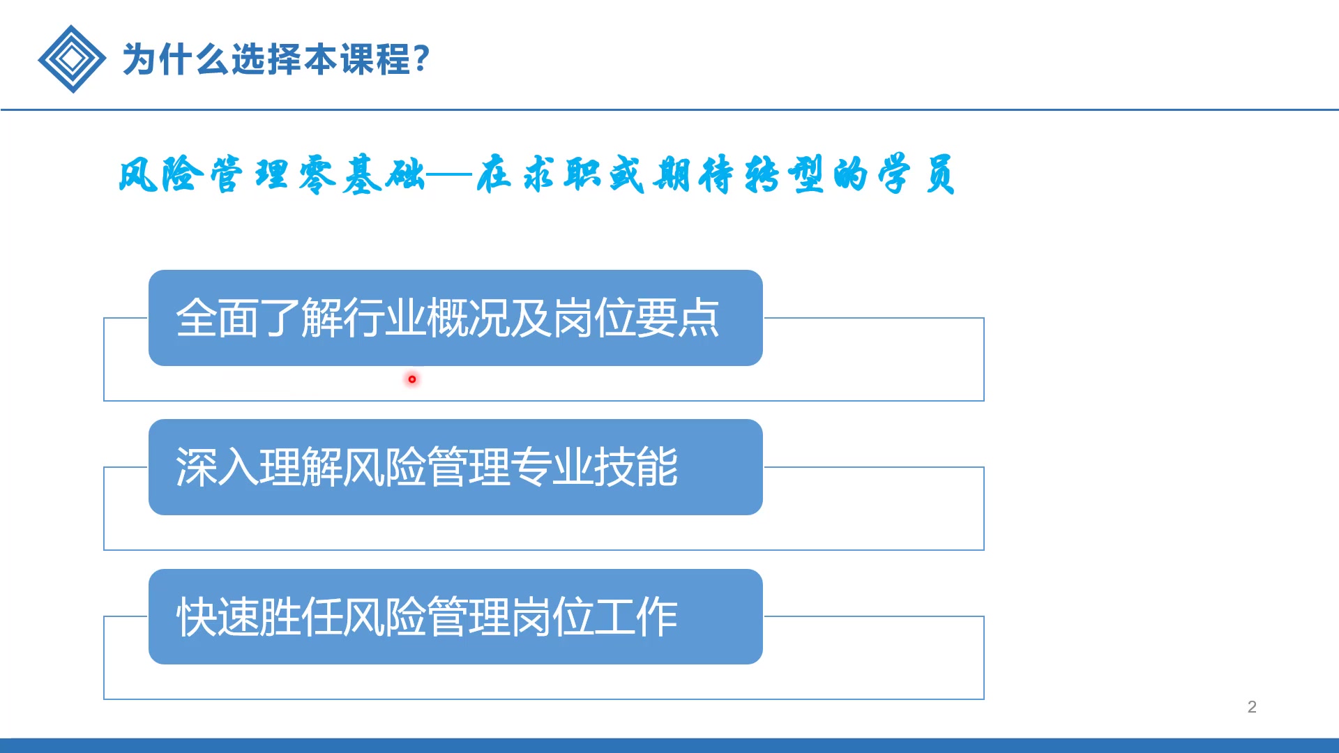 [图]金融风险管理价值探究课程--第一课《风险管理岗位简介》