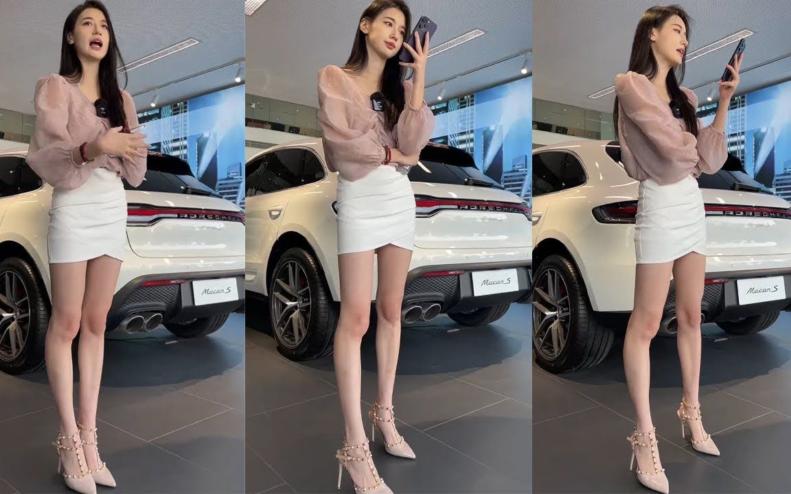 抖音车模丝袜女主播直播卖车17